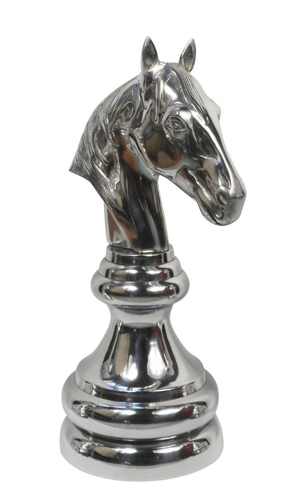 Silver Aluminum Post Modern Chess Sculpture Set of 3