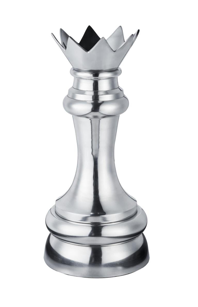 Silver Aluminum Post Modern Chess Sculpture Set of 3