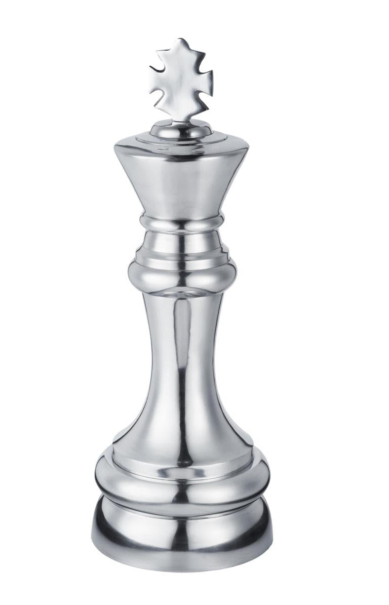 Silver Aluminum Post Modern Chess Sculpture Set of 3