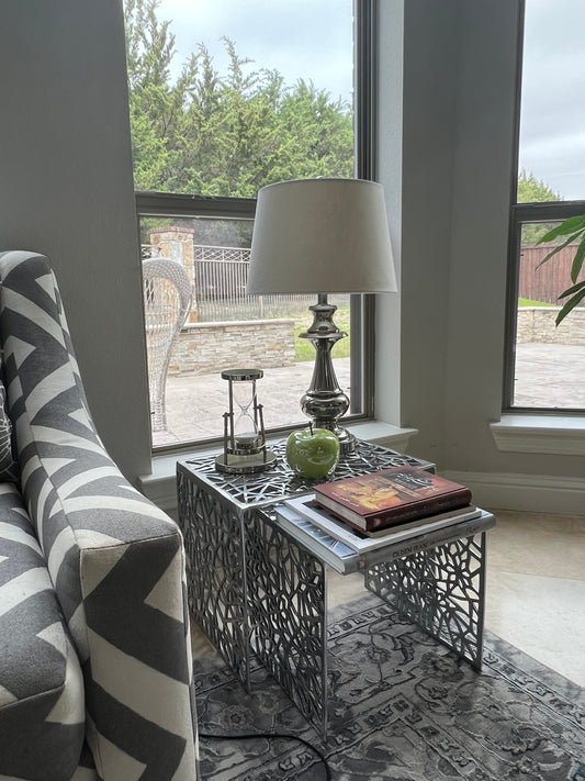 Square textured Side Tables (Set of 2)