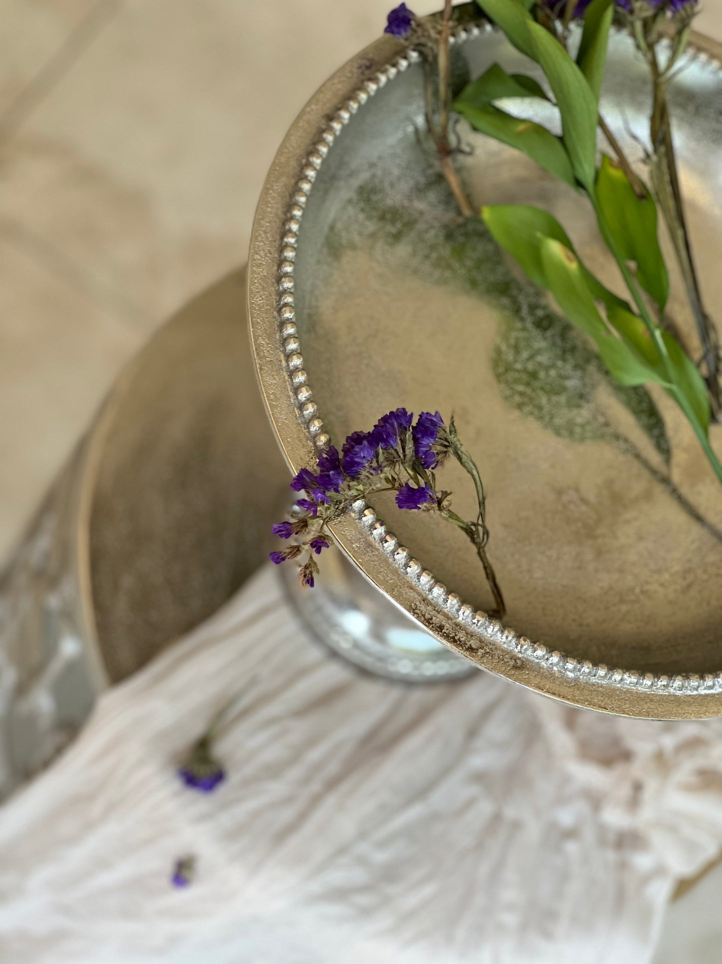 Metal Bowl With Handmade Hatching