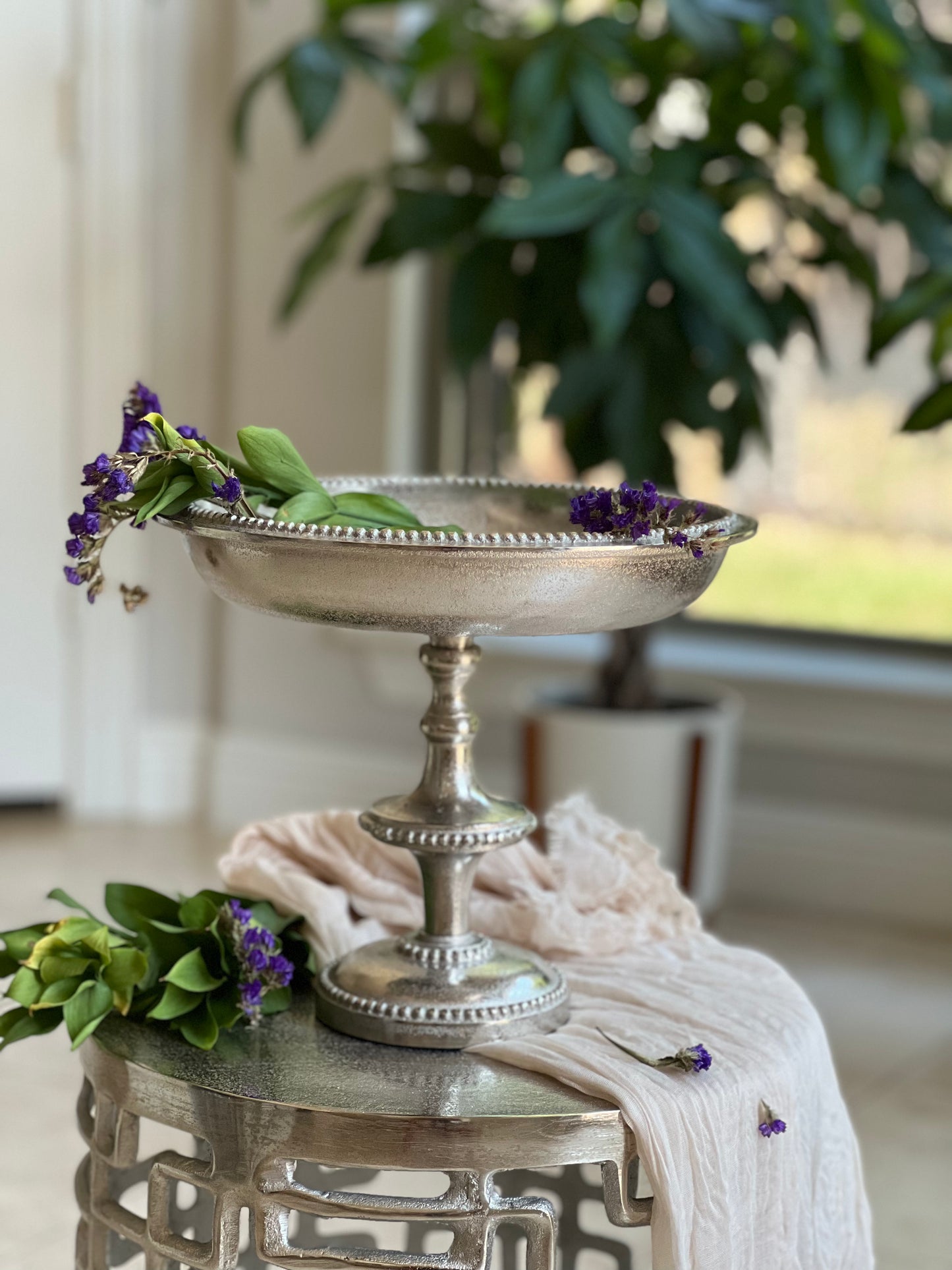 Metal Bowl With Handmade Hatching